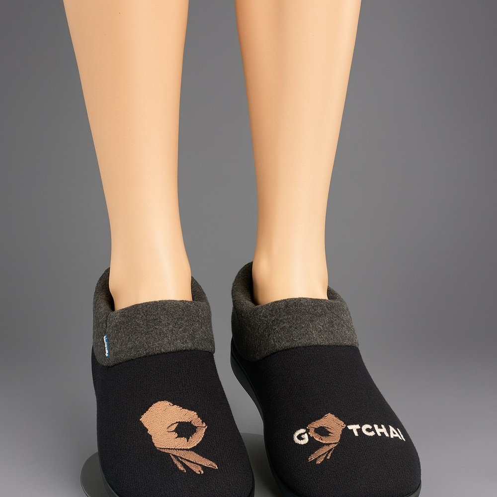 GOTCHA Sock Shoe Slippers Unisex Black Gray Balanced Footwear  Size 7-8